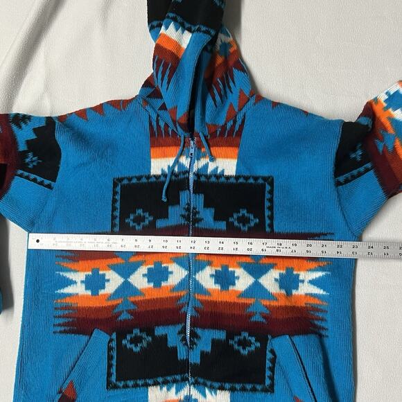 Vtg Artisanias Tuntaquimba Wool Zip Hood Jacket Aztec Southwestern Tribal Print - Picture 8 of 9